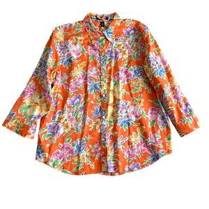 Lauren Ralph Lauren Womens Sz XL Floral Button-Up Shirt Casual Spring/Summer Top